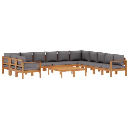 9-dijelna set vrtnih sofa s jastucima masivno bagremovo drvo - Tamno siva 2x kutna + 5x Sofa + 2x stol Cijena