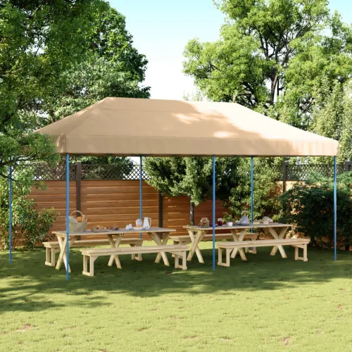 Sklopivi prigodni šator za svadbe - šator za zabave bež 580x292x315 cm - Bež Bez bočnog zida Ne Cijena