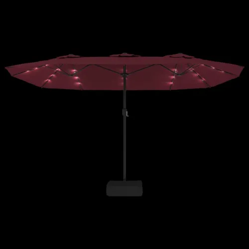 Dvostruki vrtni suncobran s LED svjetlima bordo 449 x 265 cm - Crvena Cijena
