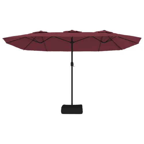 Dvostruki vrtni suncobran s LED svjetlima bordo 449 x 265 cm - Crvena Cijena
