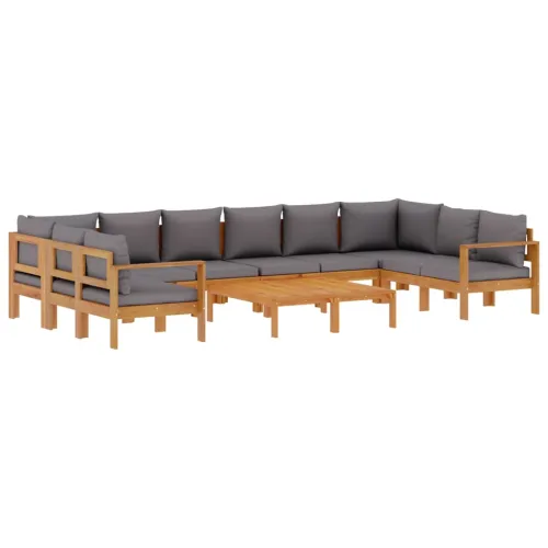 8-dijelna set vrtnih sofa s jastucima masivno bagremovo drvo - Tamno siva 2x kutna + 4x Sofa + 2x stol Cijena