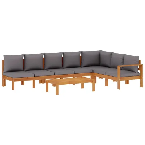 5-dijelna set vrtnih sofa od masivnog drva bagrema s jastucima - Tamno siva 3x Sofa + kutna + stol Cijena