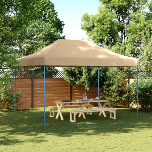 Sklopivi prigodni šator za svadbe - šator za zabave bež 410x279x315 cm - Bež Bez bočnog zida Ne Cijena