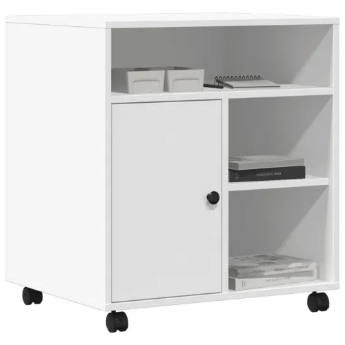 Stalak za printer s kotačima bijeli 60 x 50 x 67 cm - Bijela Cijena