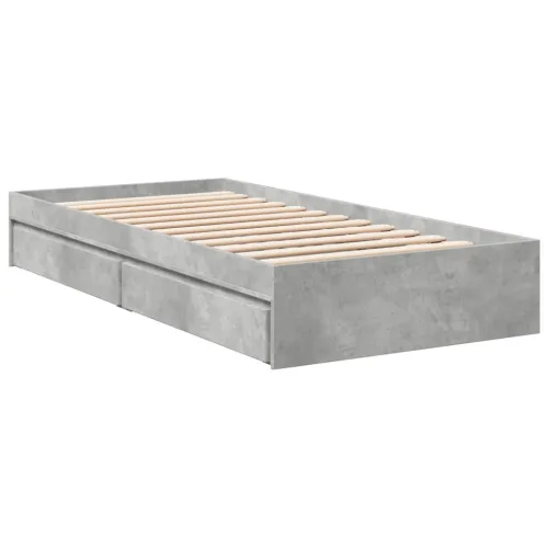 Okvir kreveta s ladicama siva boja betona 100x200 cm drveni - Beton siva 100 x 200 cm Cijena