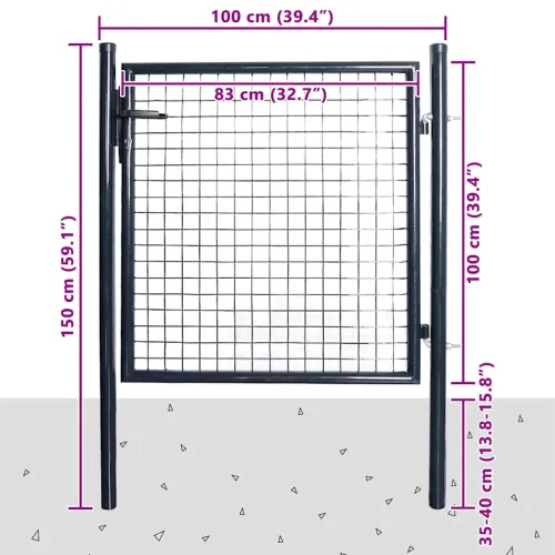 Dvorišna vrata - Vrtna vrata od mrežastog čelika 100x100 cm, siva - 100 x 100 cm Cijena
