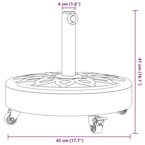 Baza suncobrana s kotačima za stupove Ø 38/48 mm 27 kg okrugla - 27 kg Cijena