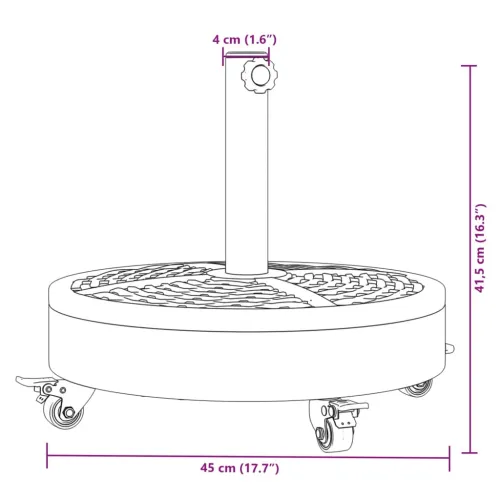 Baza suncobrana s kotačima za stupove Ø 38/48 mm 27 kg okrugla - 27 kg s kotačima Cijena