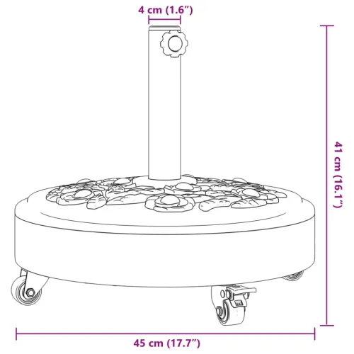 Baza suncobrana s kotačima za stupove Ø 38/48 mm 27 kg okrugla - 27 kg Cijena