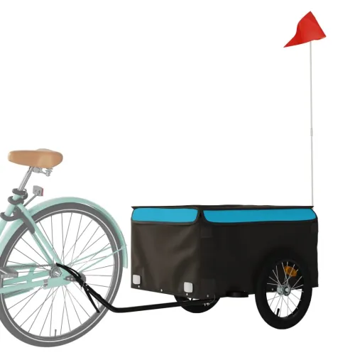 Prikolica za bicikl crno-plava 45 kg željezna - Plava 124 x 62.5 x 52 cm Cijena