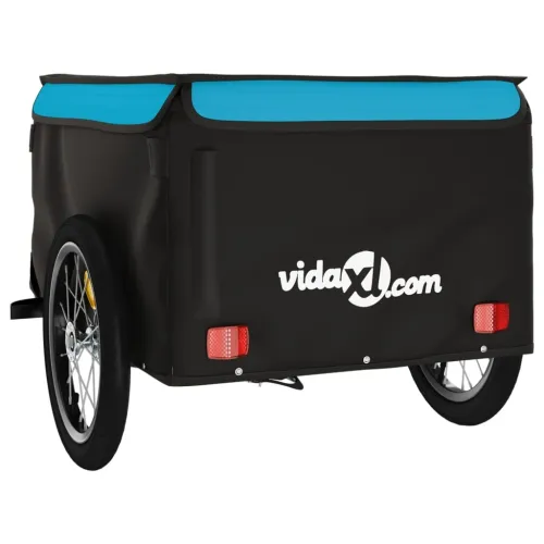 Prikolica za bicikl crno-plava 45 kg željezna - Plava 124 x 62.5 x 52 cm Cijena