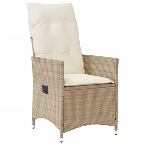 3-dijelni bistro set s jastucima bež od poliratana - 90 x 90 x 75 cm 2 bez naslona za noge Cijena