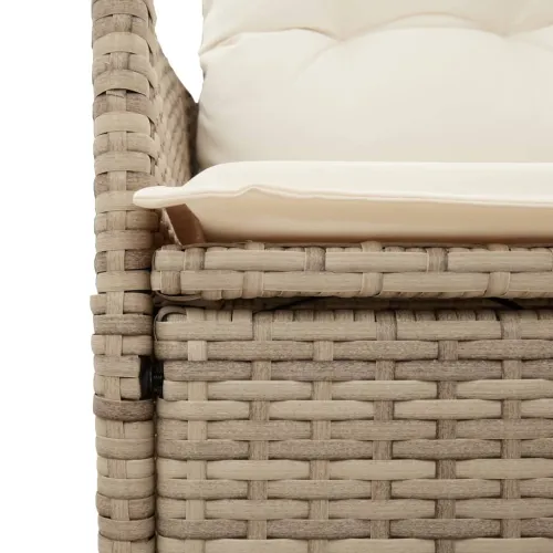 3-dijelni bistro set s jastucima bež od poliratana - 90 x 90 x 75 cm 2 bez naslona za noge Cijena