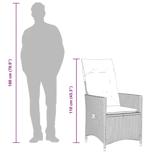 3-dijelni bistro set s jastucima bež od poliratana - 90 x 90 x 75 cm 2 bez naslona za noge Cijena