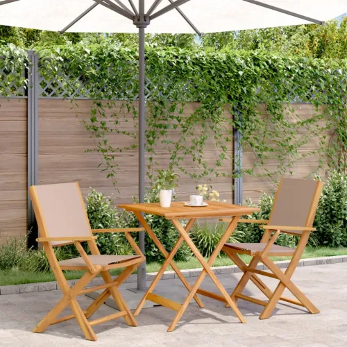 3-dijelni bistro set od tkanine i masivnog drva smeđesivi - Sivo-smeđa 70 x 70 x 75 cm 1 Sivo-smeđa Cijena