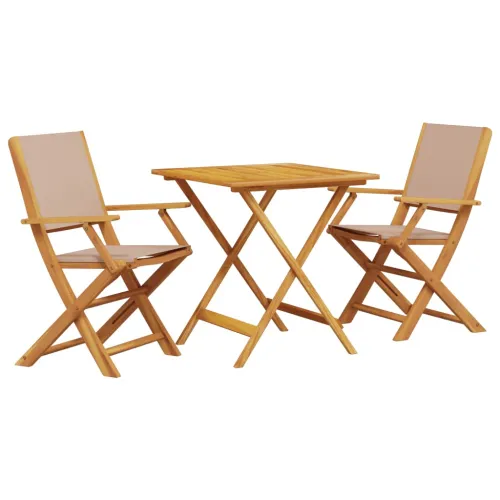 3-dijelni bistro set od tkanine i masivnog drva smeđesivi - Sivo-smeđa 70 x 70 x 75 cm 1 Sivo-smeđa Cijena