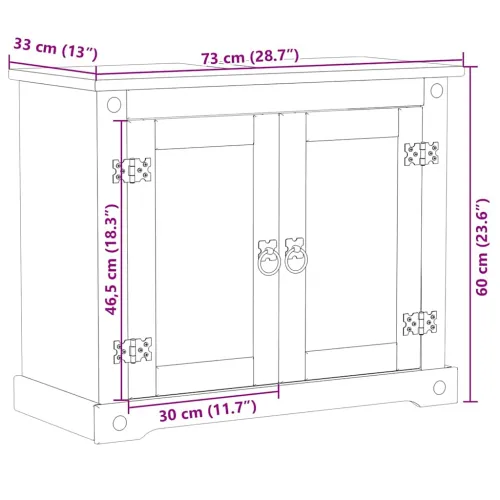 Kupaonski ormarić za Lavabo - Umivaonik Corona 73x33x60 cm od borovine - Medeni vosak Cijena