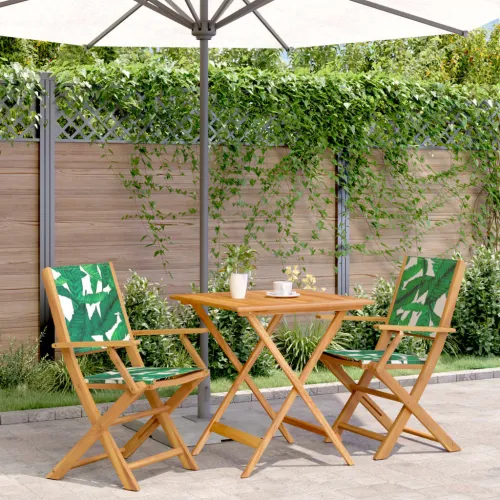 3-dijelni bistro set od tkanine i masivnog drva uzorkom lišća - Uzorak lišća 70 x 70 x 75 cm 1 Uzorak lišća Cijena