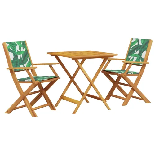 3-dijelni bistro set od tkanine i masivnog drva uzorkom lišća - Uzorak lišća 70 x 70 x 75 cm 1 Uzorak lišća Cijena