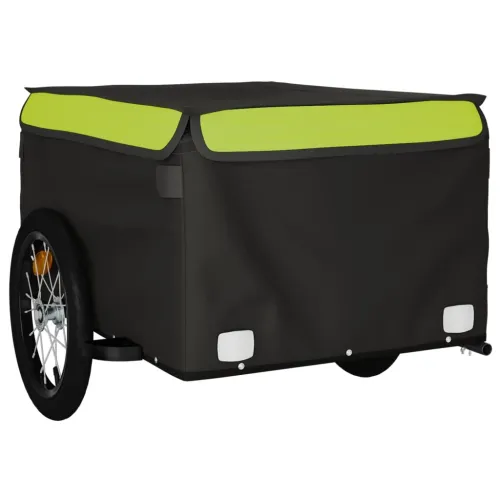 Prikolica za bicikl crno-zelena 45 kg željezna - Zelena 124 x 62.5 x 52 cm Cijena