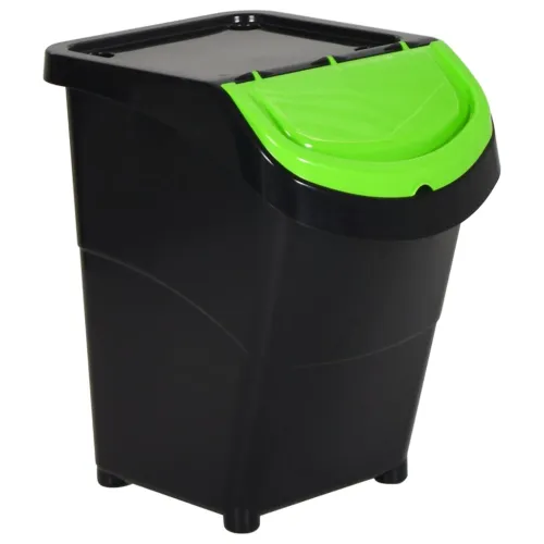 Složive kante za otpad s poklopcima 3 kom crne PP 120 L - Crna 120 l Cijena