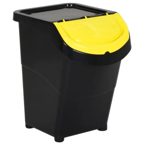 Složive kante za otpad s poklopcima 3 kom crne PP 120 L - Crna 120 l Cijena