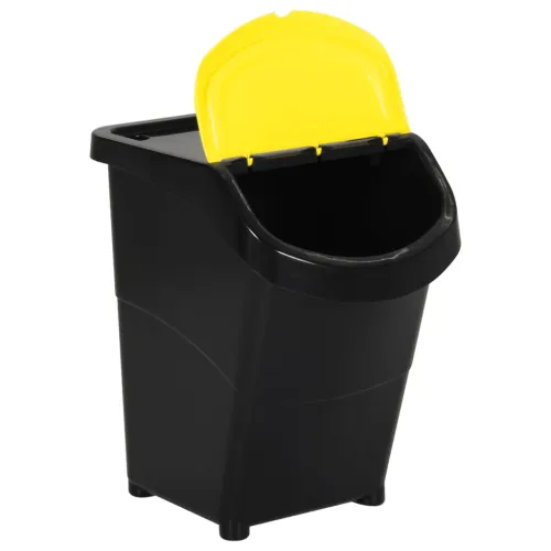Složive kante za otpad s poklopcima 3 kom crne PP 120 L - Crna 120 l Cijena