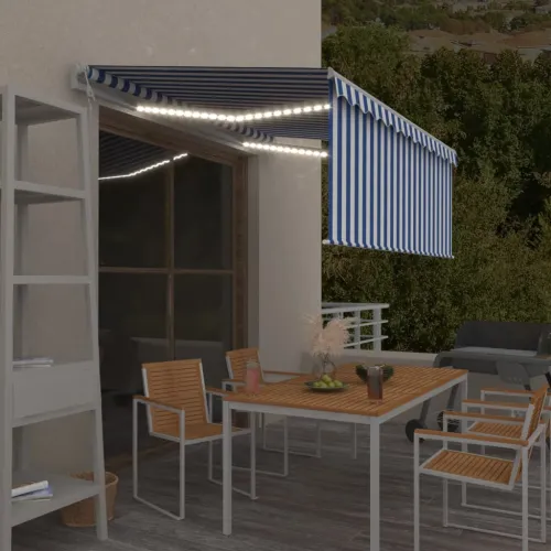Automatska tenda s roletom i senzorom LED 3,5x2,5m plavo-bijela - Plava i bijela 3.5 x 2.5 m Cijena
