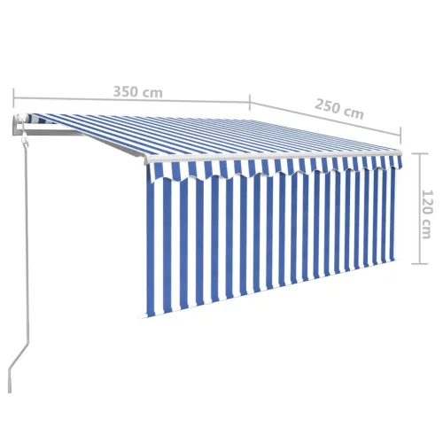 Automatska tenda s roletom i senzorom LED 3,5x2,5m plavo-bijela - Plava i bijela 3.5 x 2.5 m Cijena