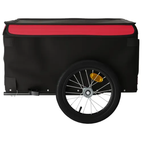 Prikolica za bicikl crno-crvena 45 kg željezna - Crvena 124 x 62.5 x 52 cm Cijena