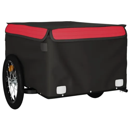 Prikolica za bicikl crno-crvena 45 kg željezna - Crvena 124 x 62.5 x 52 cm Cijena