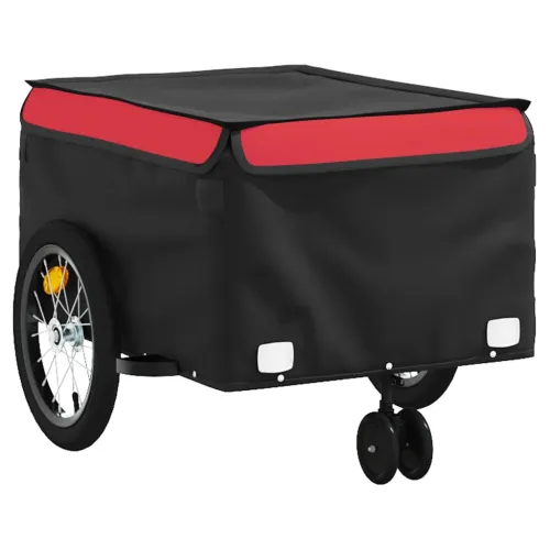 Prikolica za bicikl crno-crvena 45 kg željezna - Crvena 62.5 x 124 x 52 cm Cijena
