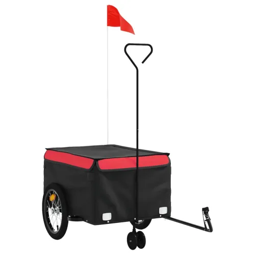 Prikolica za bicikl crno-crvena 45 kg željezna - Crvena 62.5 x 124 x 52 cm Cijena