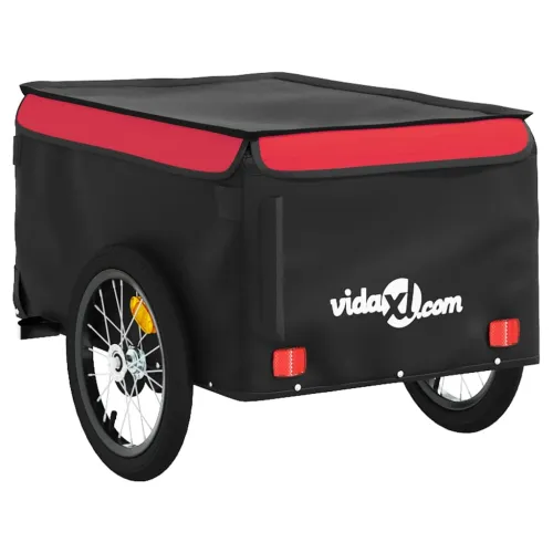 Prikolica za bicikl crno-crvena 45 kg željezna - Crvena 62.5 x 124 x 52 cm Cijena