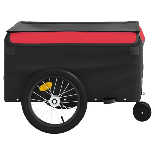 Prikolica za bicikl crno-crvena 45 kg željezna - Crvena 62.5 x 124 x 52 cm Cijena