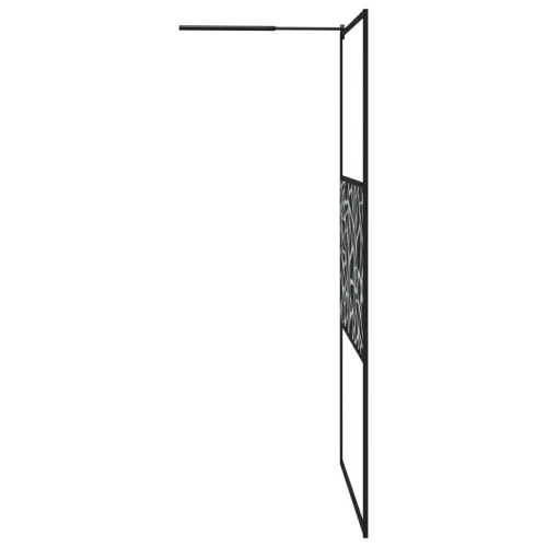 Pregrada za tuš s policom crna 115x195 cm staklo ESG i aluminij - Crna 115 x 195 cm uzorak kamena Cijena