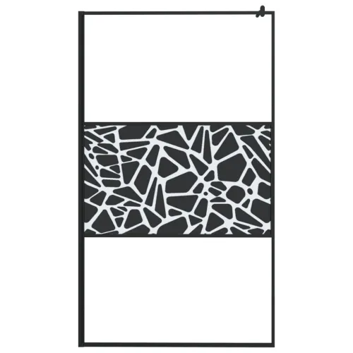 Pregrada za tuš s policom crna 115x195 cm staklo ESG i aluminij - Crna 115 x 195 cm uzorak kamena Cijena