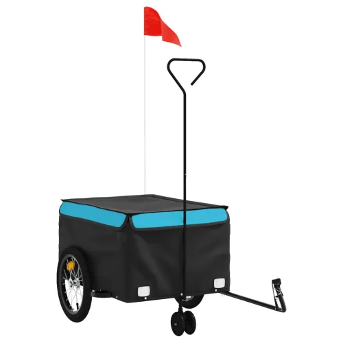 Prikolica za bicikl crno-plava 45 kg željezna - Plava 62.5 x 124 x 52 cm Cijena