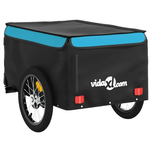 Prikolica za bicikl crno-plava 45 kg željezna - Plava 62.5 x 124 x 52 cm Cijena