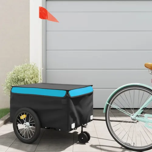Prikolica za bicikl crno-plava 45 kg željezna - Plava 62.5 x 124 x 52 cm Cijena