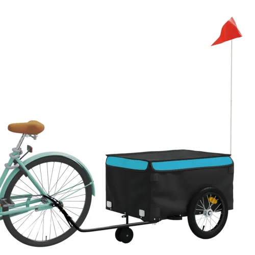 Prikolica za bicikl crno-plava 45 kg željezna - Plava 62.5 x 124 x 52 cm Cijena
