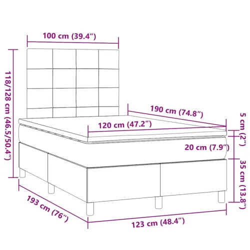 Krevet box spring s madracem krem 120 x 190 cm od tkanine - Krema 120 x 190 cm Blok s kvadratima Krema Cijena
