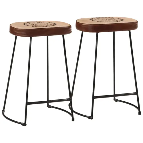Barski stolci 2 kom tamnosmeđi 41 x 29 x 62 cm - Tamno smeđa 41 x 29 x 62 cm Koža i platno Cijena