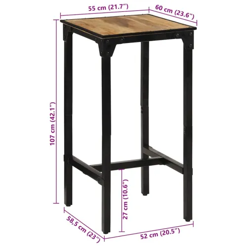 Barski stol 60 x 55 x 107 cm od masivnog grubog drva manga - 60 x 55 x 107 cm Cijena