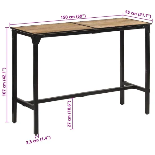 Barski stol 150 x 55 x 107 cm od masivnog grubog drva manga - 150 x 55 x 107 cm Cijena