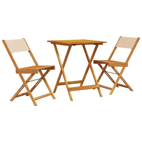 3-dijelni bistro set od tkanine i masivnog drva krem bež - Bež 60 x 60 x 75 cm Cijena
