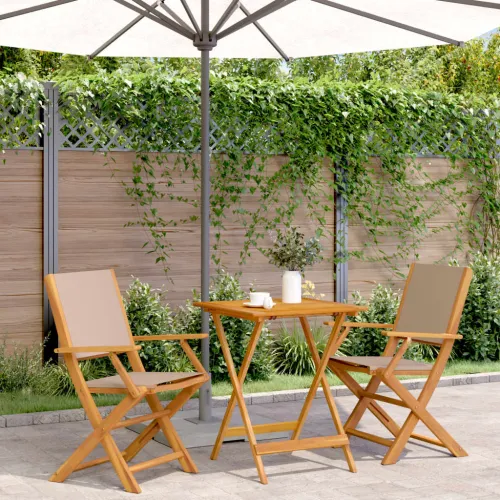 3-dijelni bistro set od tkanine i masivnog drva smeđesivi - Sivo-smeđa 60 x 60 x 75 cm 1 Sivo-smeđa Cijena