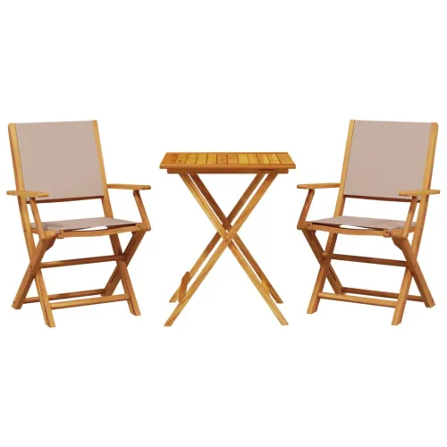 3-dijelni bistro set od tkanine i masivnog drva smeđesivi - Sivo-smeđa 60 x 60 x 75 cm 1 Sivo-smeđa Cijena