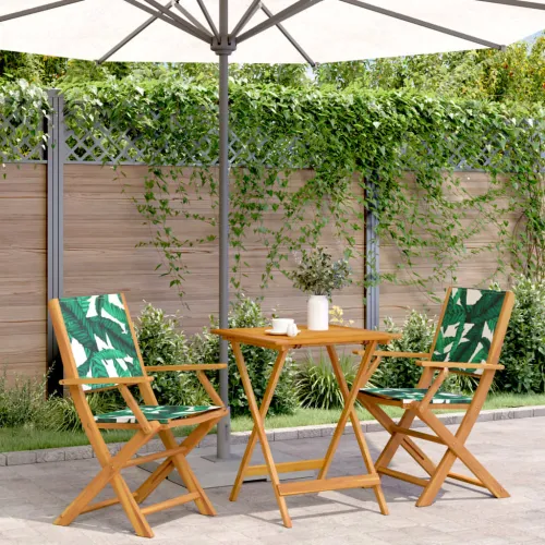 3-dijelni bistro set od tkanine i masivnog drva uzorkom lišća - Uzorak lišća 60 x 60 x 75 cm 1 Uzorak lišća Cijena