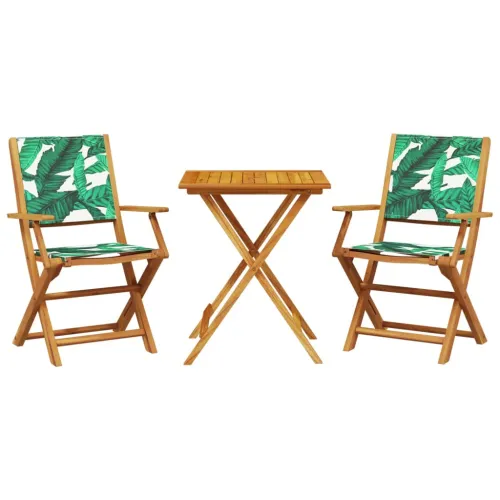 3-dijelni bistro set od tkanine i masivnog drva uzorkom lišća - Uzorak lišća 60 x 60 x 75 cm 1 Uzorak lišća Cijena